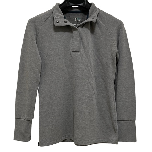 Free Fly Grey Performance Bamboo Fleece Pullover with Snaps & Thumb Holes Medium - Picture 1 of 9